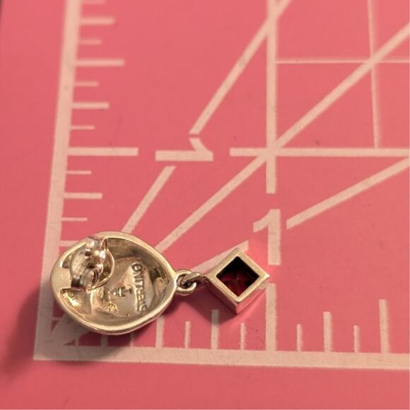 Vintage AT Sterling Marcasite Garnet Crystal Dangle Earrings - Picture 3 of 6